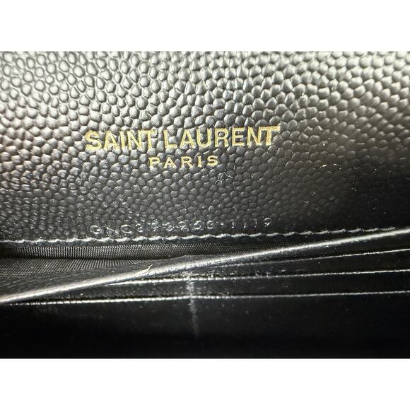 Saint Laurent Monogram Chain Wallet Bag Small Black Chevron Grained Leather - Picture 15 of 16